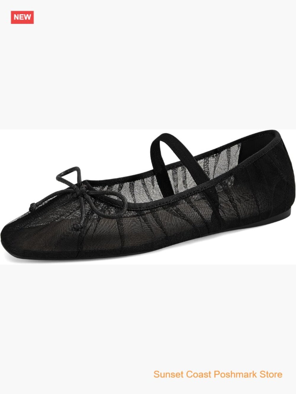 Mesh Ballet Flats Square Toe Mary Jane Flats Tulle Comfortable Dress Casual